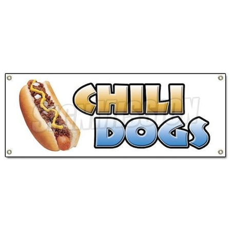 Signmission CHILI DOGS BANNER SIGN hot dog cart stand grilled red hot wieners franks B-Chili Dogs